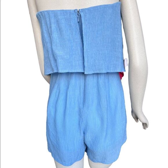 Morrisday the Label Light Blue StraplessTextured Playsuit Romper NWT - Picture 4 of 15